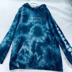 Breaking Benjamin Tour Pullover Hoodie Tie-Dye Black & Grey size XL